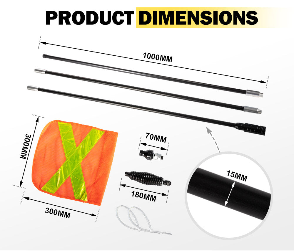 SAN HIMA 3x1M Recovery Sand Flag Safety Flag Simpson Desert Quick Connector Base