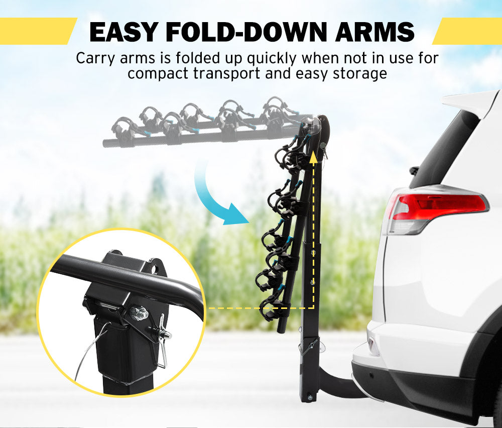 Foldable 4 Bicycle Carrier Bike Car Rear Rack 2" TowBar Hitch Mount