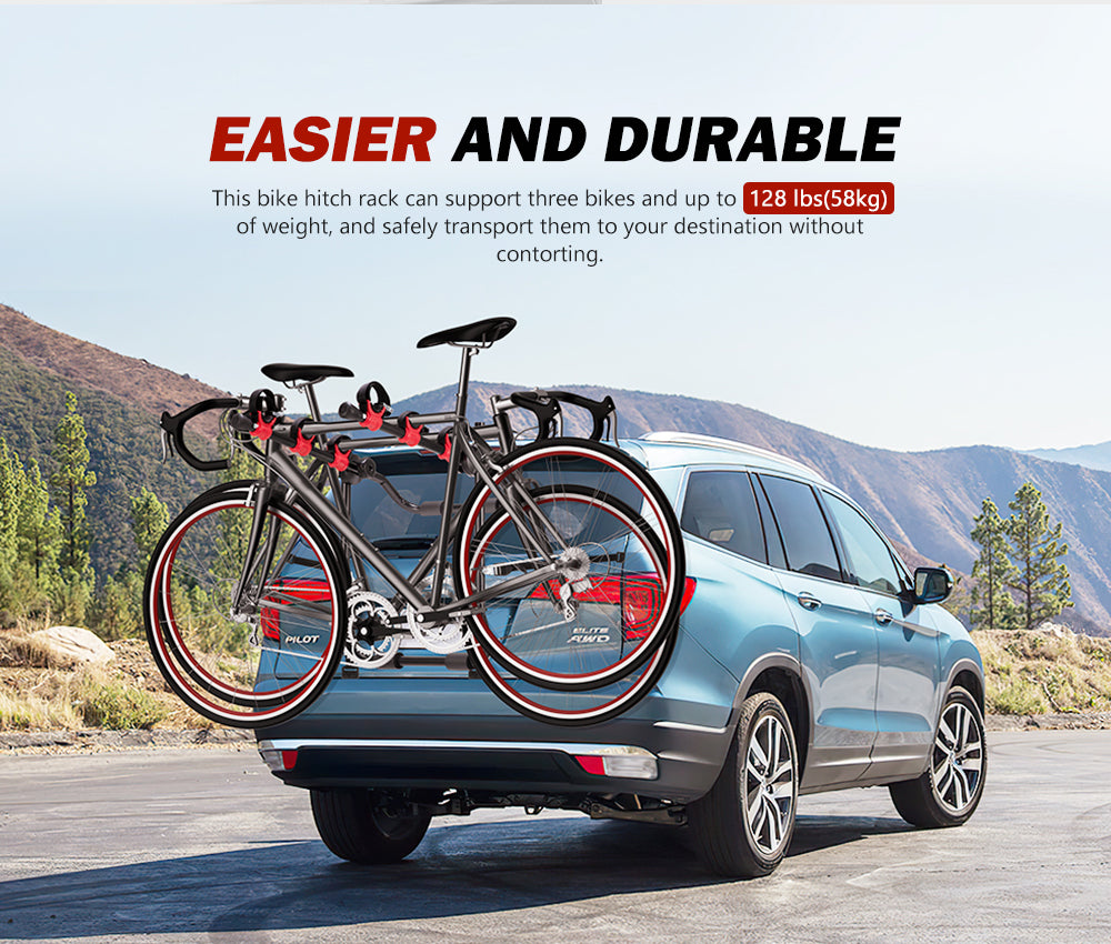 FIERYRED 3 Bike Bicycle Carrier Universal Trunk Foldable
