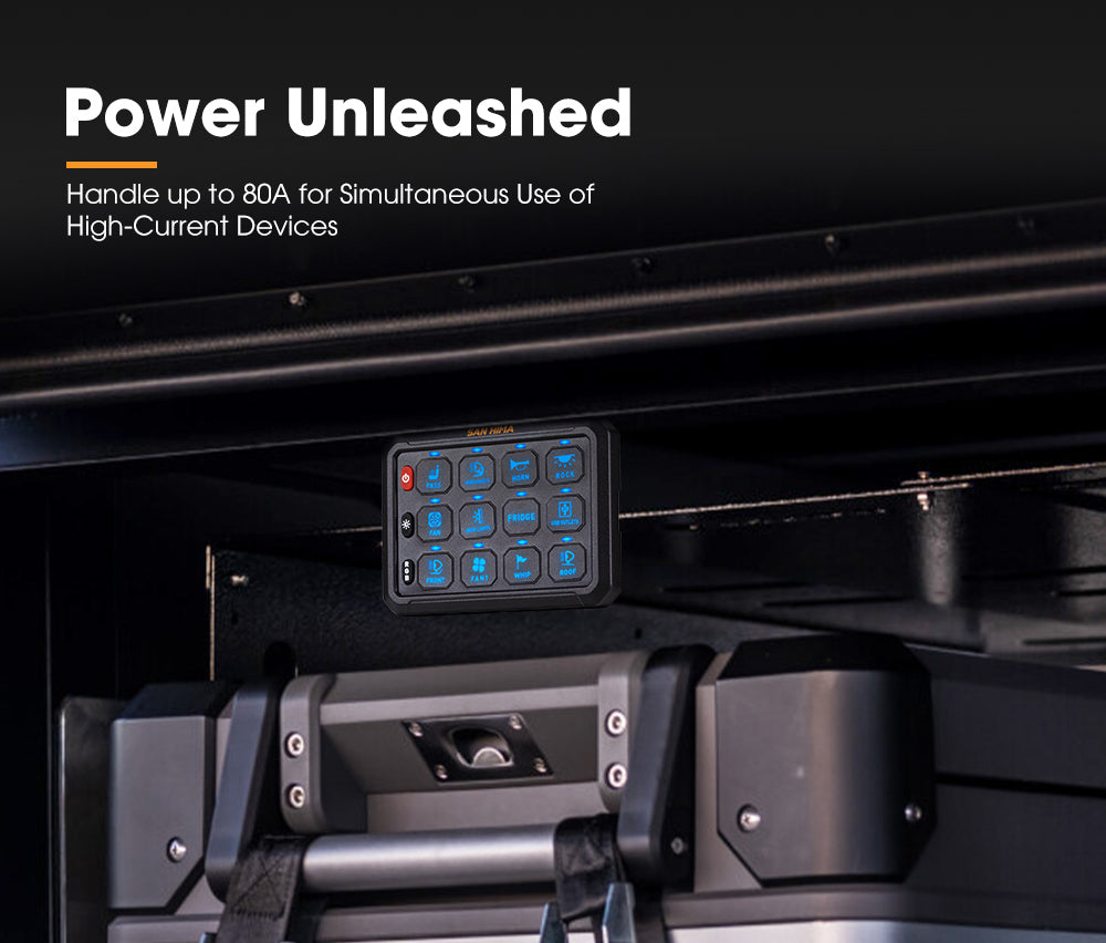 San Hima 12 Gang Bluetooth Switch Panel 12V/24V ON-OFF LED Control For Car Boat