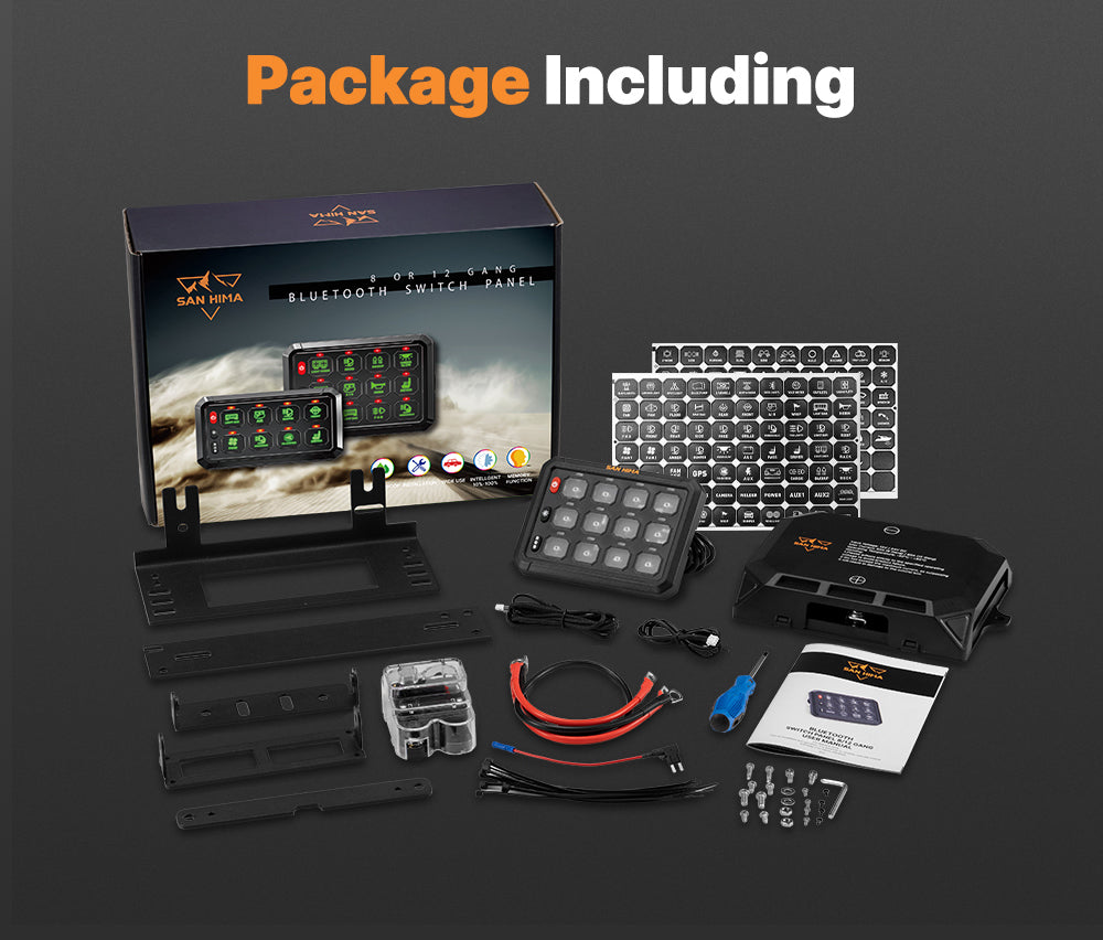 San Hima 12 Gang Bluetooth Switch Panel 12V/24V ON-OFF LED Control For Car Boat