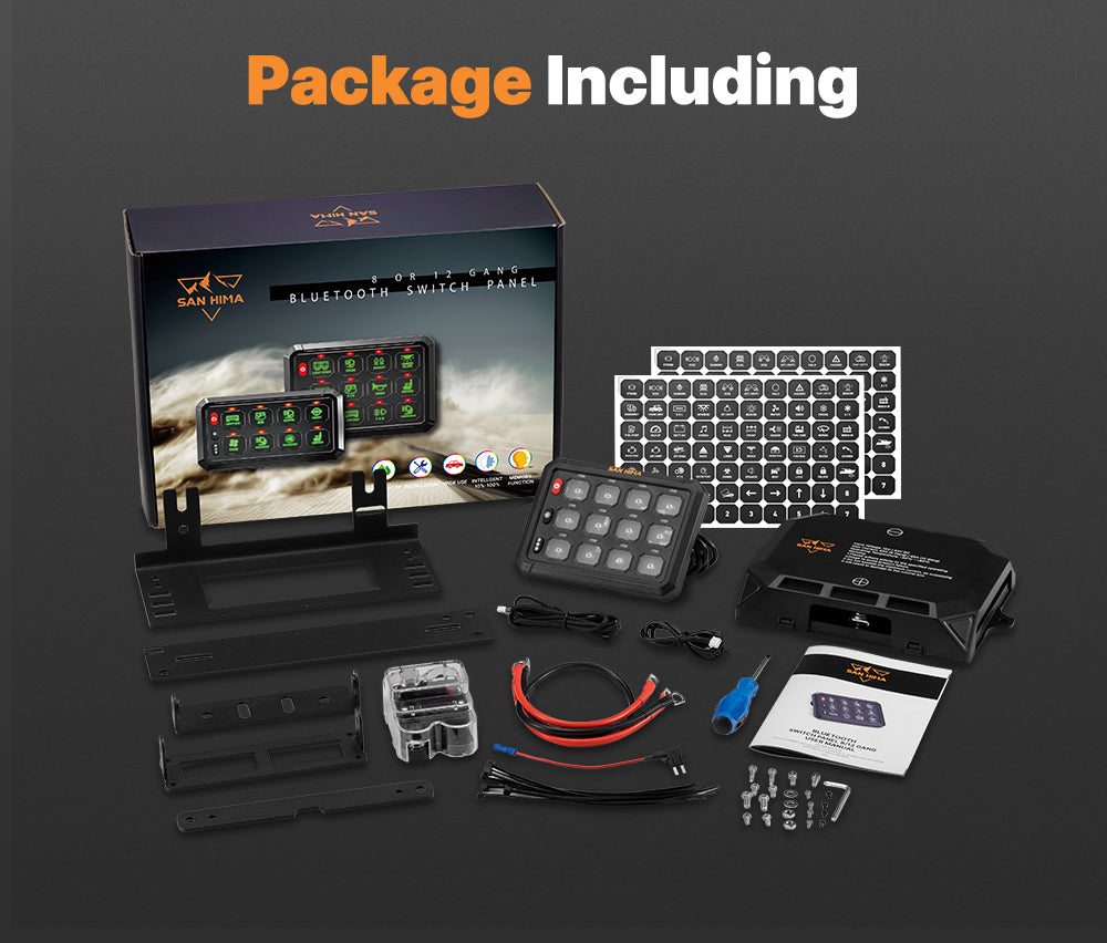 San Hima 12 Gang Bluetooth Switch Panel 12V/24V ON-OFF LED Control For Car Boat