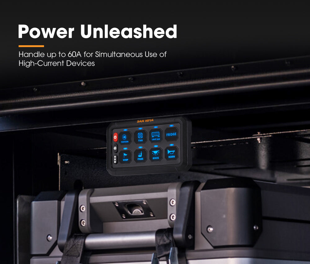 San Hima 8 Gang Bluetooth Switch Panel 12V/24V ON-OFF LED Control For Car Boat