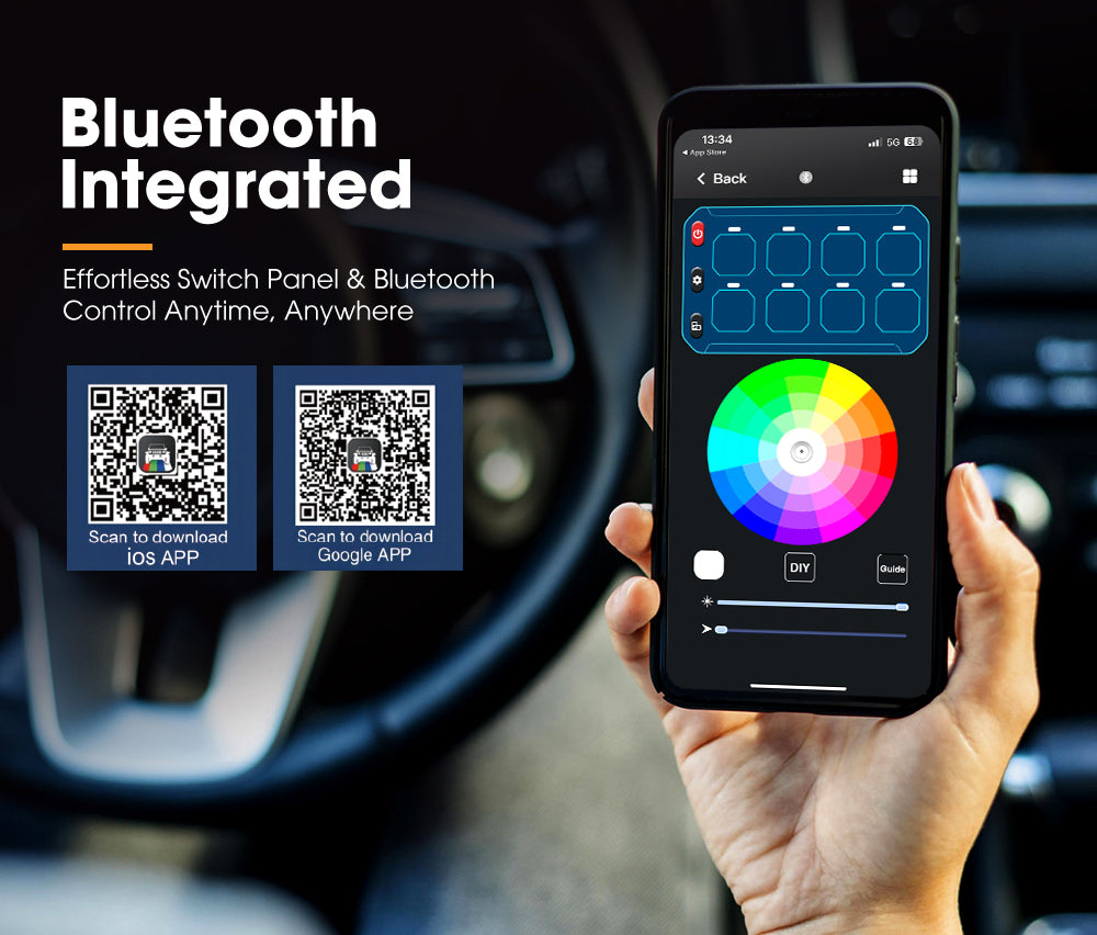 San Hima 8 Gang Bluetooth Switch Panel 12V/24V ON-OFF LED Control For Car Boat