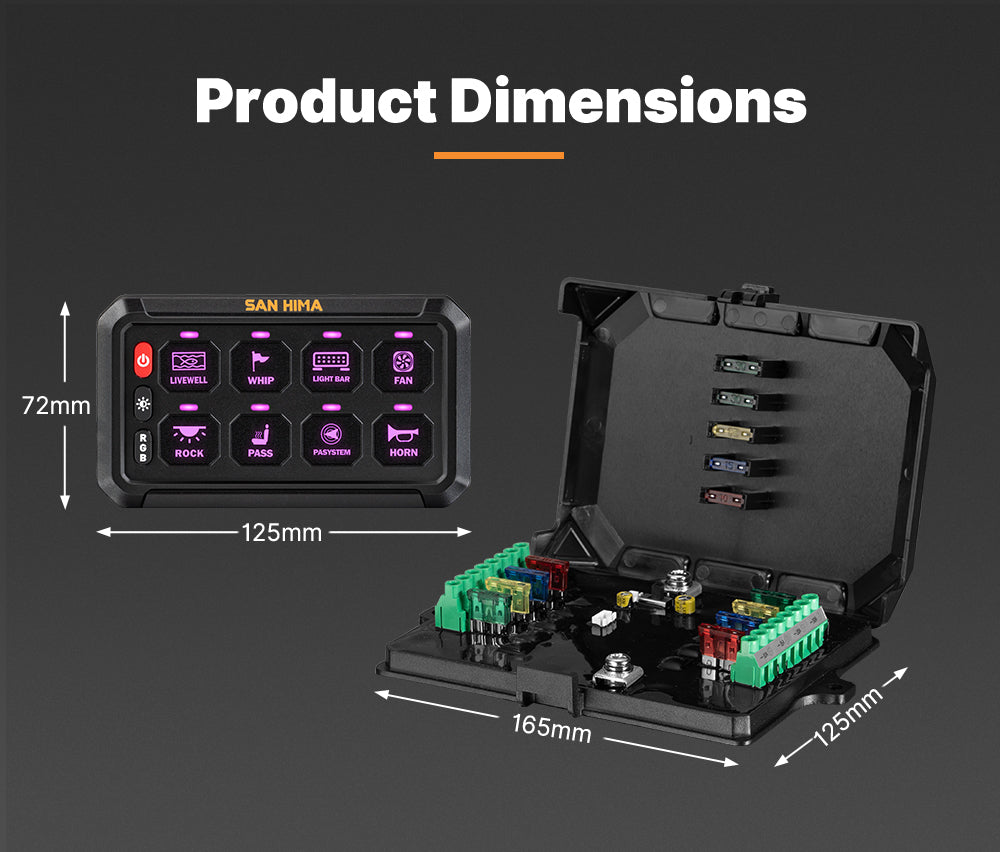 San Hima 8 Gang Bluetooth Switch Panel 12V/24V ON-OFF LED Control For Car Boat