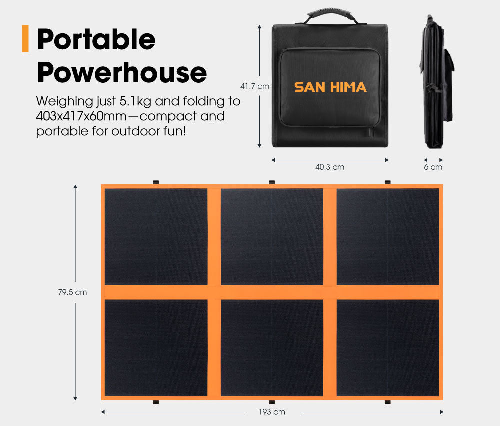 San Hima 12V 160W Folding Solar Blanket Flexible Blanket Kit Camping Charging