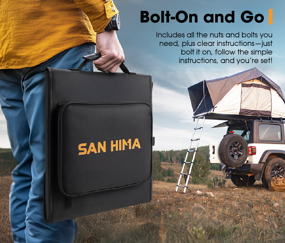 San Hima 12V 160W Folding Solar Blanket Flexible Blanket Kit Camping Charging