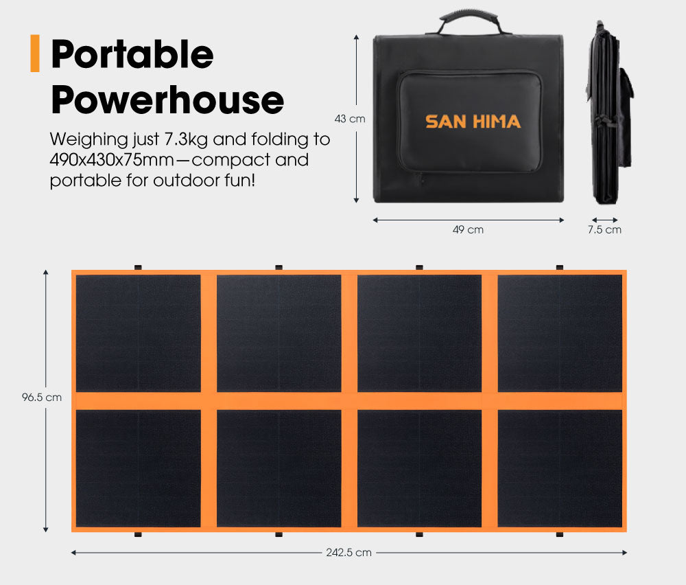 San Hima 12V 260W Folding Solar Blanket Flexible Blanket Kit Camping Charging