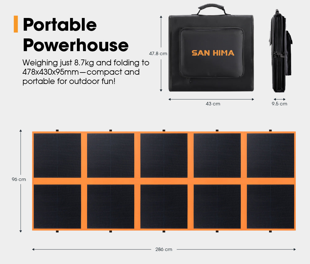 San Hima 12V 360W Folding Solar Blanket Flexible Blanket Kit Camping Charging