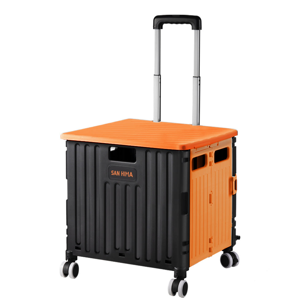 San Hima 70L Shopping Trolley Foldable Camping Cart Grocery Basket 360° Wheel