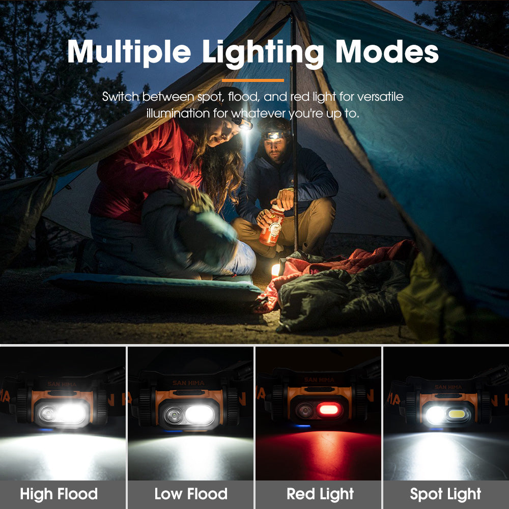 San Hima COB LED Head Torch Headlight Camping Rechargeable Headlamp Waterproof