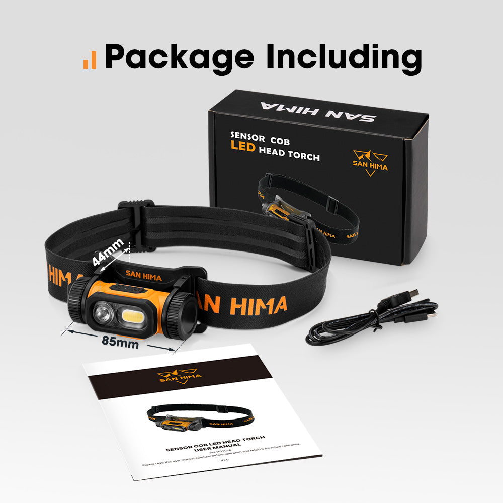 San Hima COB LED Head Torch Headlight Camping Rechargeable Headlamp Waterproof