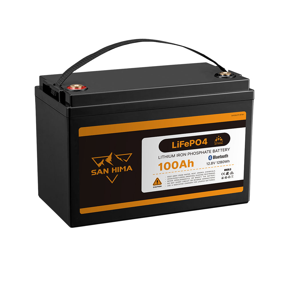 San Hima 12V 100Ah Lithium Iron Phosphate Battery w/ Bluetooth & Self-heating