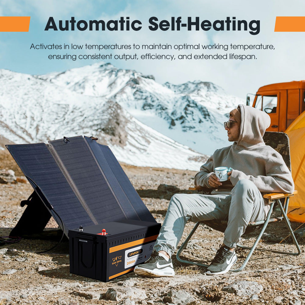 San Hima 12V 100Ah/200Ah Lithium Battery BMS LiFePO4 w/ Bluetooth Self-heating