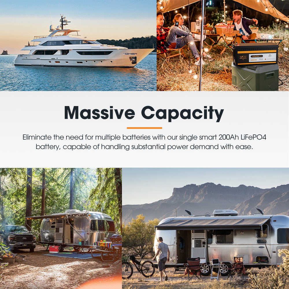 San Hima 12V 100Ah/200Ah Lithium Battery BMS LiFePO4 w/ Bluetooth Self-heating