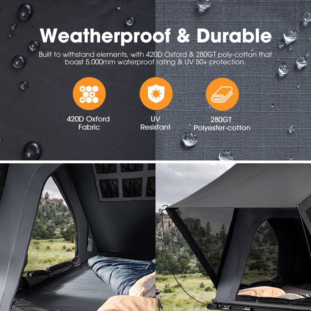 San Hima Kalbarri Lite Rooftop Tent Hardshell With Ladder & Rack Grey Camping