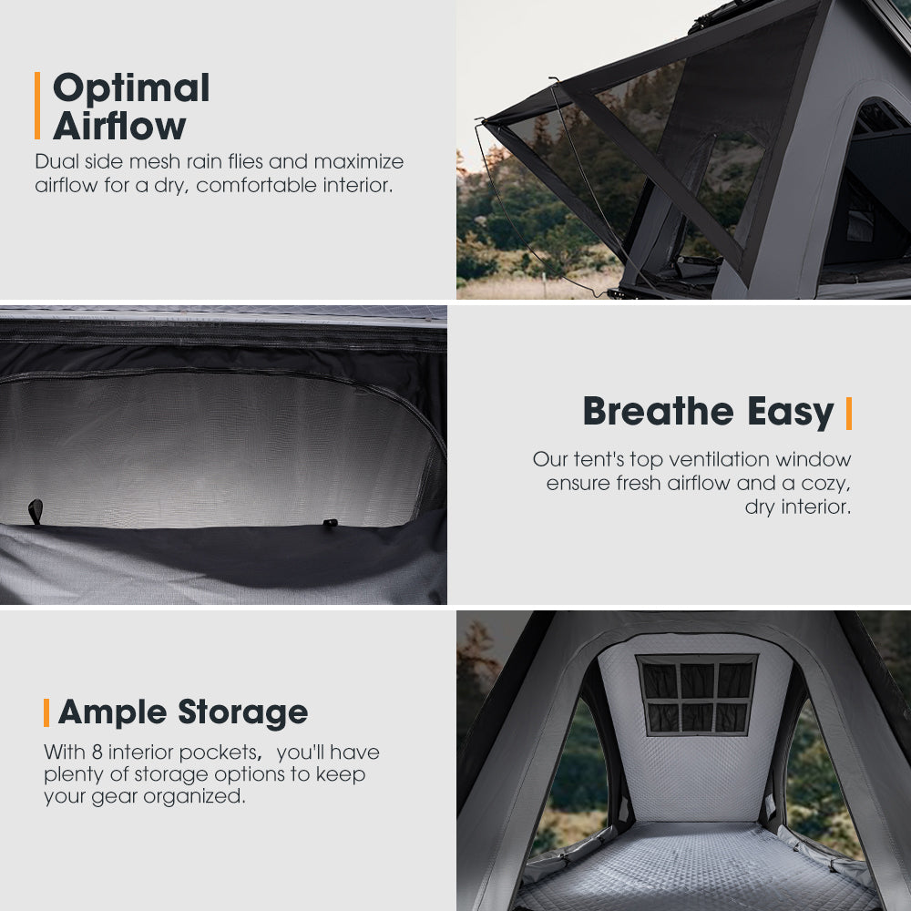 San Hima Kalbarri Lite Rooftop Tent Hardshell With Ladder & Rack Grey Camping