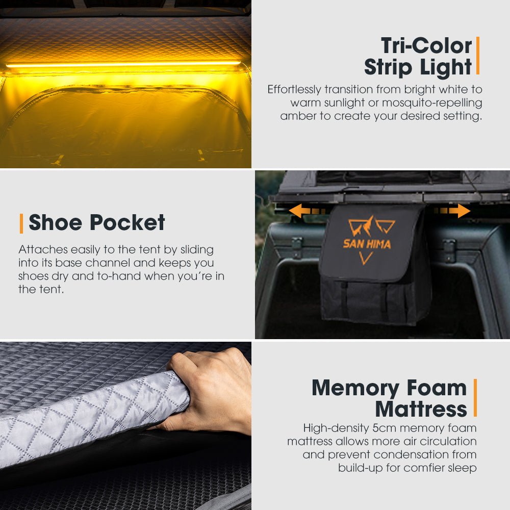 San Hima Kalbarri Lite Rooftop Tent Hardshell With Ladder & Rack Grey Camping