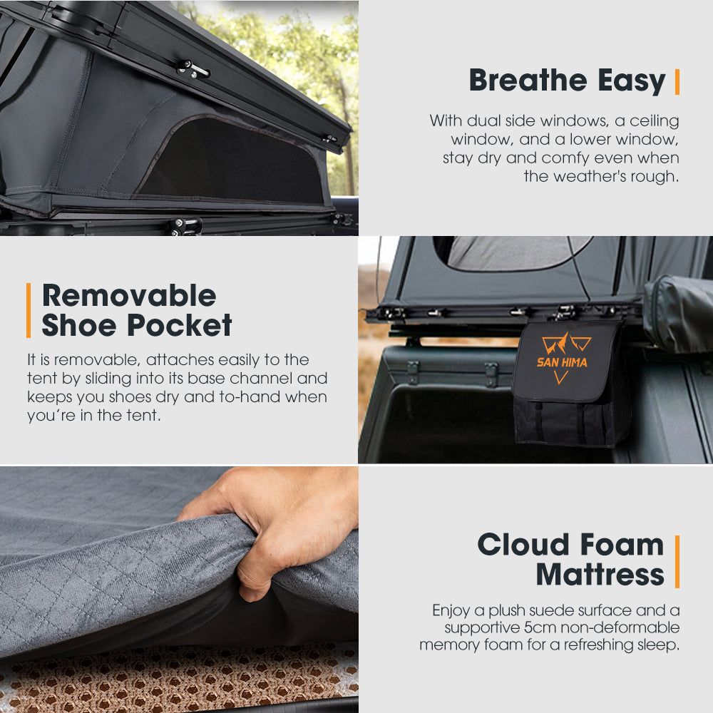 San Hima Kalbarri X Rooftop Tent Hardshell With Ladder + 200W Solar Panel