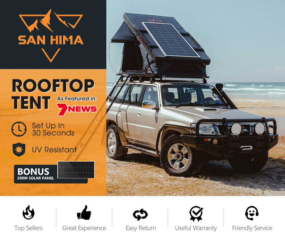 San Hima Kalbarri X Rooftop Tent Hardshell With Ladder + 200W Solar Panel