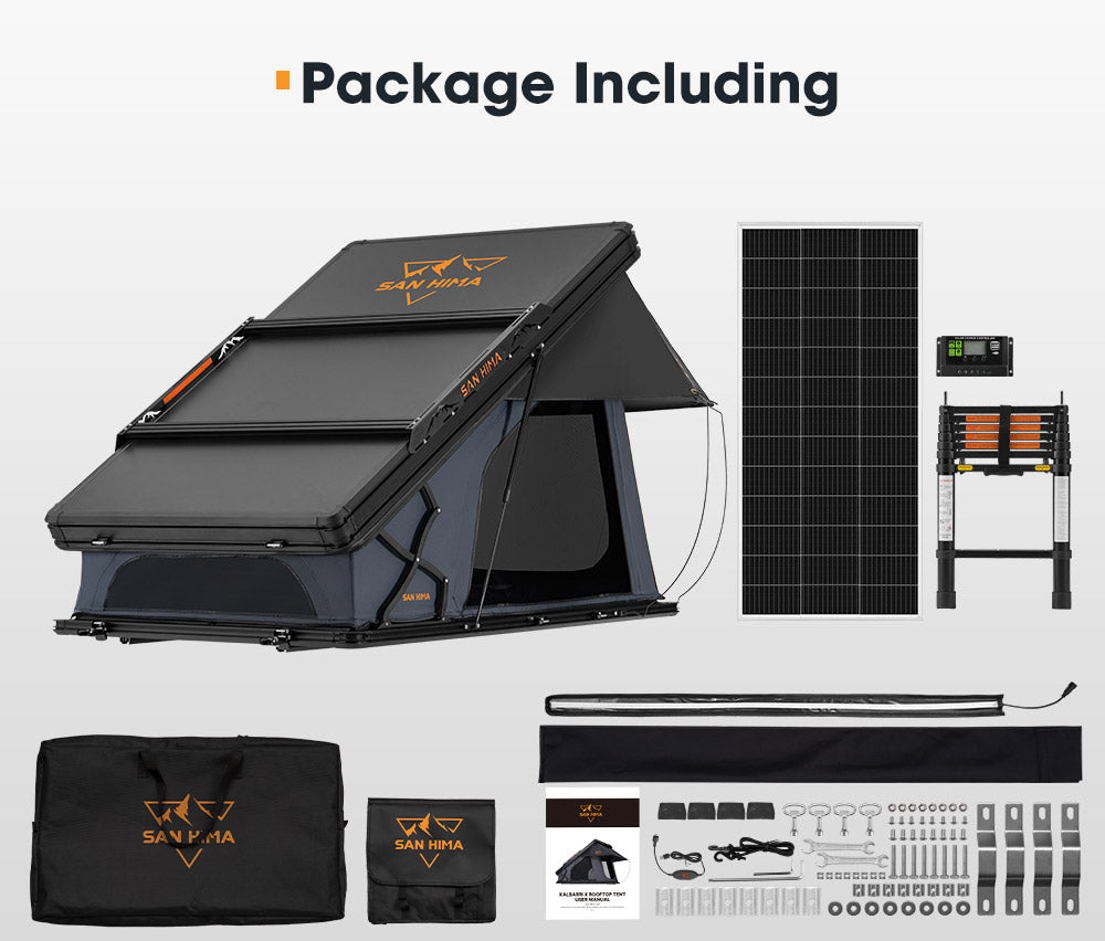San Hima Kalbarri X Rooftop Tent Hardshell With Ladder + 200W Solar Panel