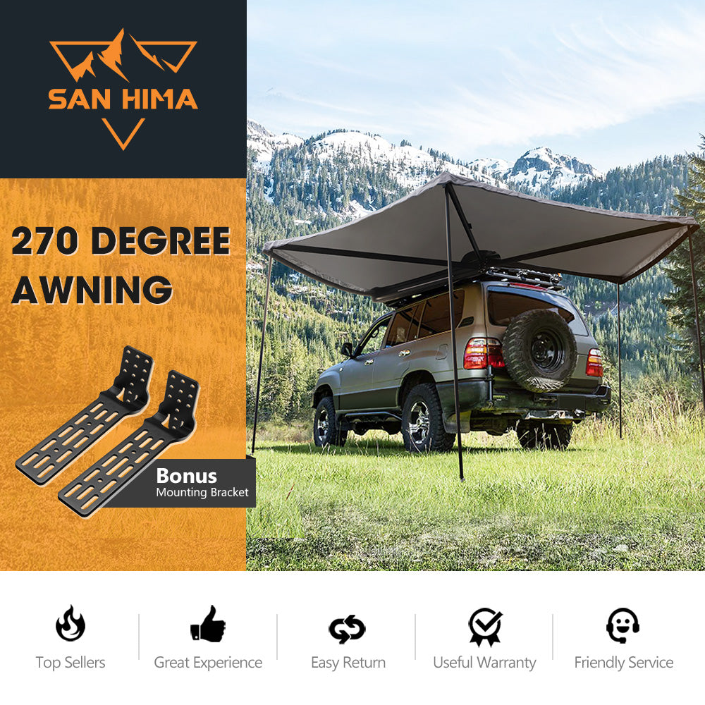San Hima 270 Degree Free-Standing Awning 600D Double-Ripstop Oxford UPF50+ 4X4