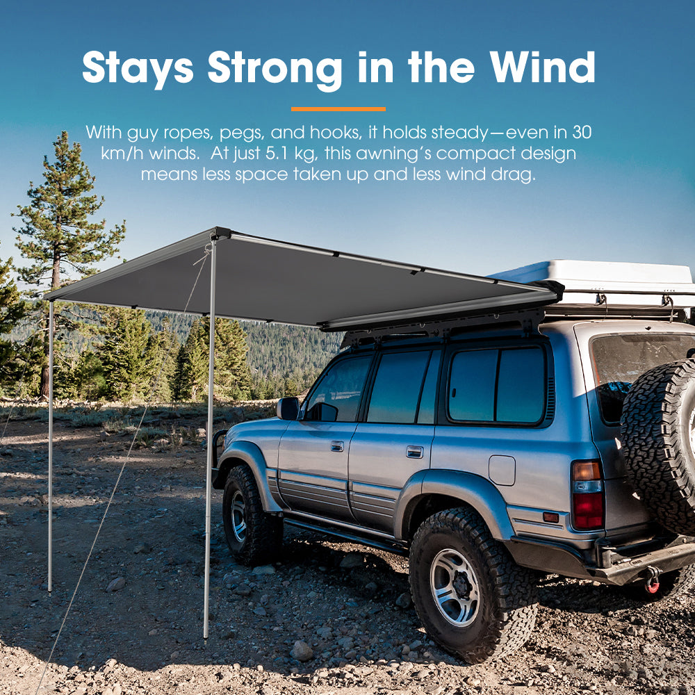 San Hima Car Side Awning 1.4x2m Pull-out Telescoping Poles Waterproof Car Shade