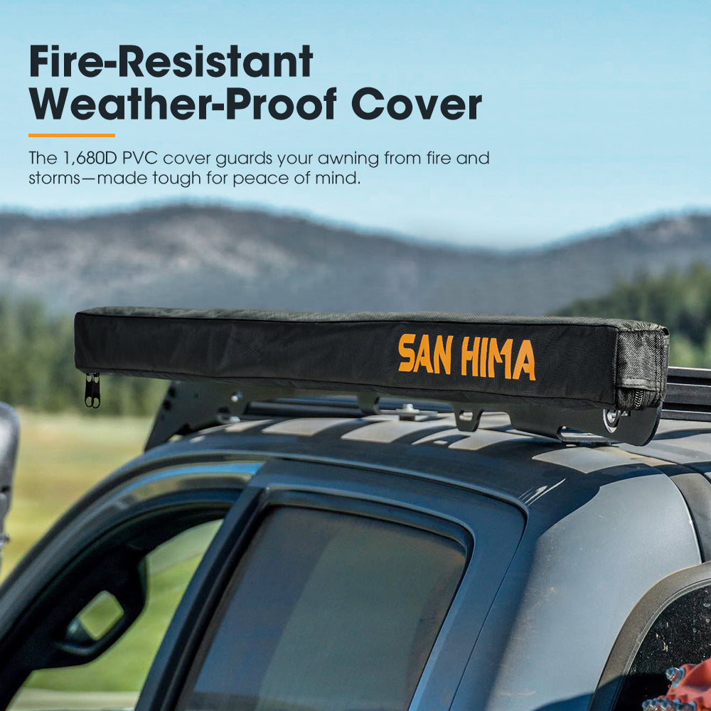 San Hima Car Side Awning Pull-out Telescoping Poles Waterproof Car Shade