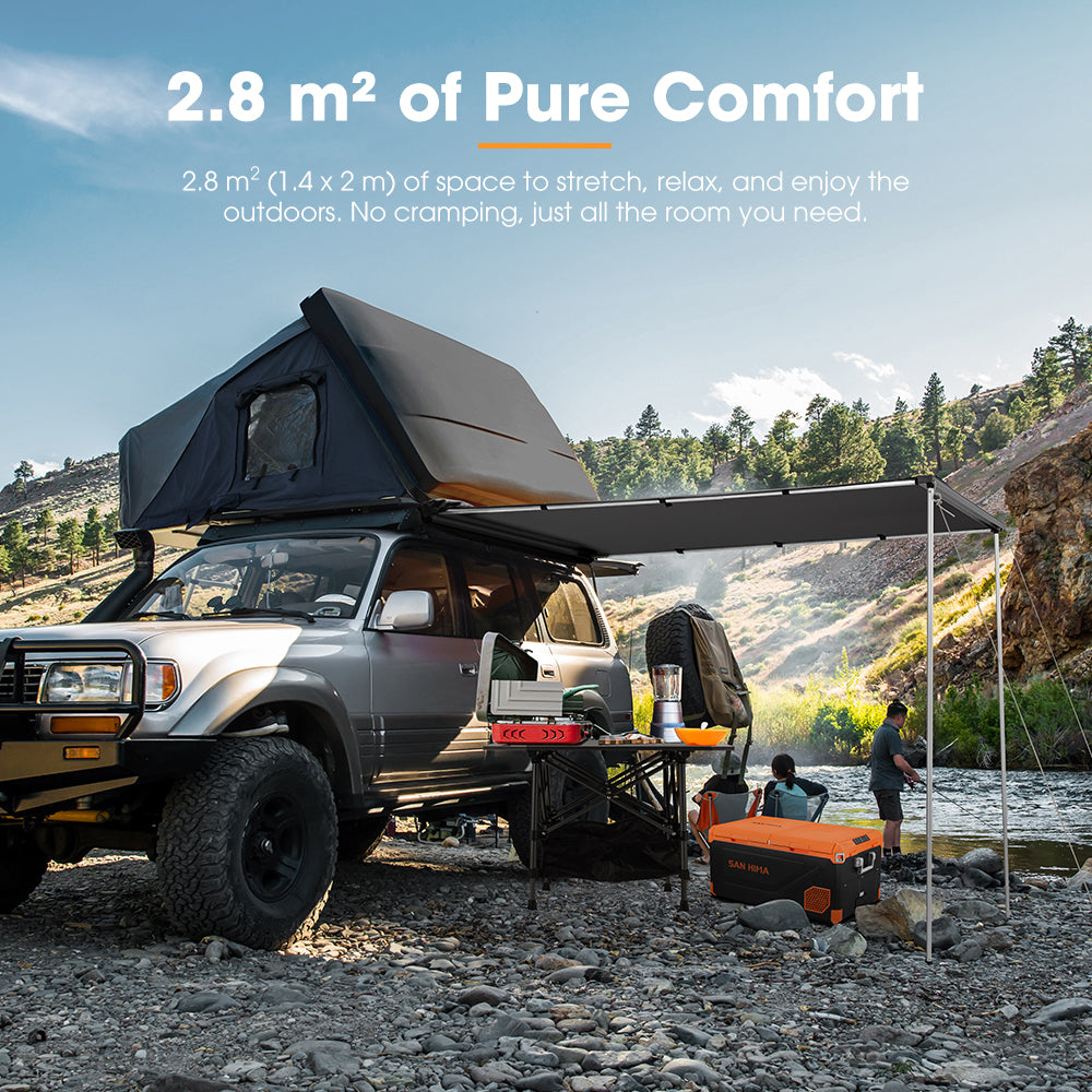 San Hima Car Side Awning Pull-out Telescoping Poles Waterproof Car Shade