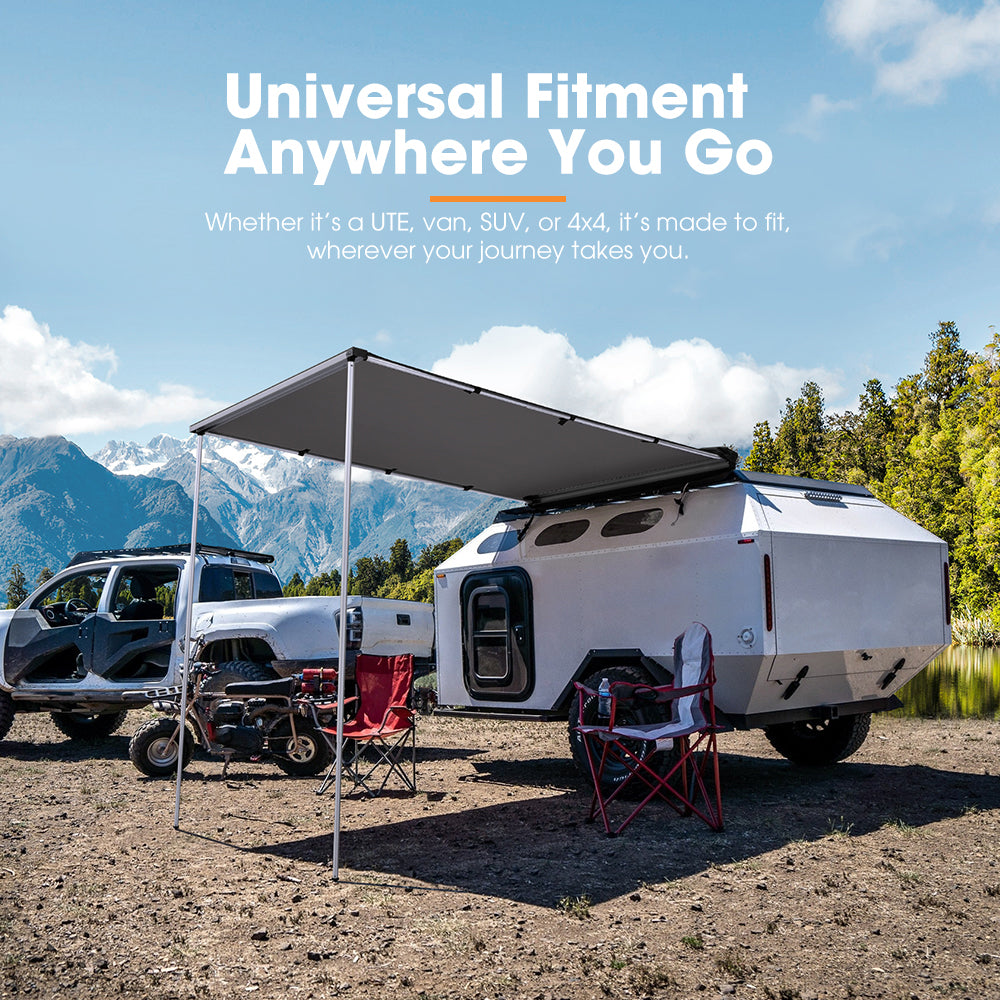 San Hima Car Side Awning Pull-out Telescoping Poles Waterproof Car Shade