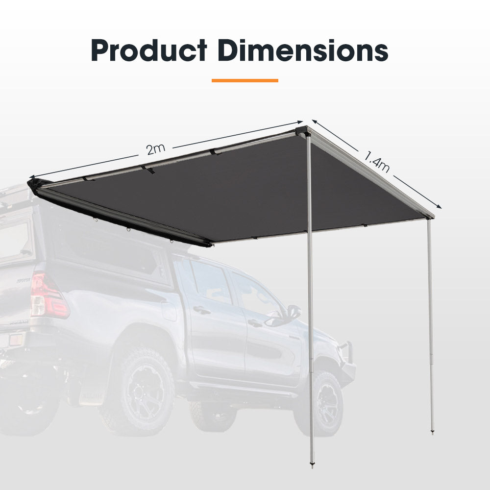 San Hima Car Side Awning 1.4x2m Pull-out Telescoping Poles Waterproof Car Shade