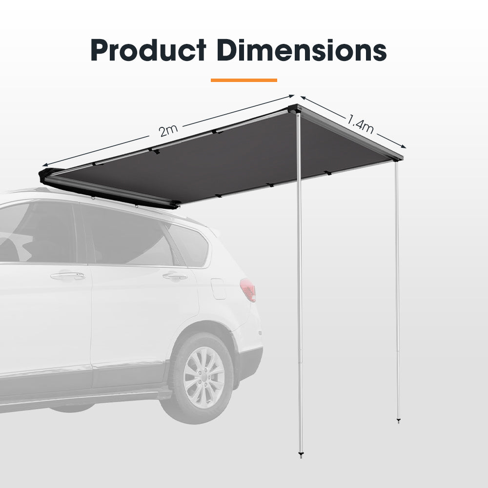 San Hima Car Side Awning 1.4x2m Pull-out Telescoping Poles Waterproof Car Shade