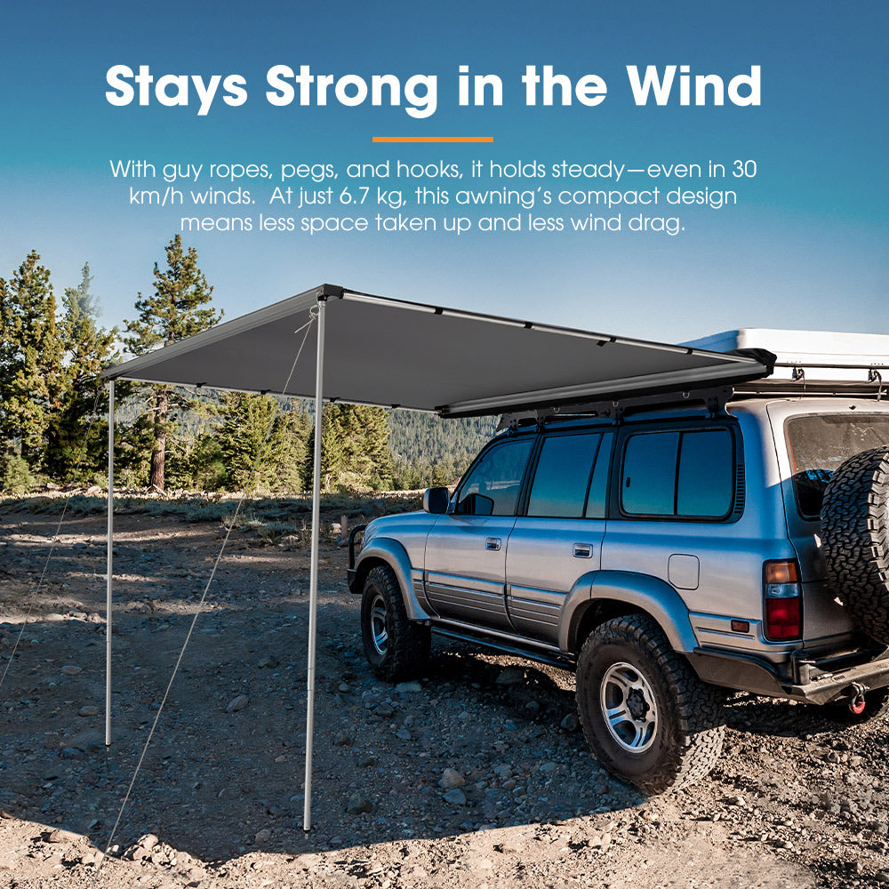 San Hima Car Side Awning Pull-out Telescoping Poles Waterproof Car Shade