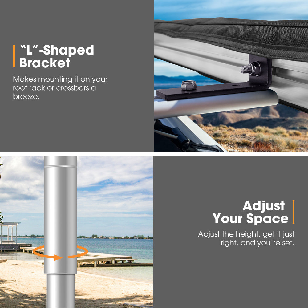 San Hima Car Side Awning Pull-out Telescoping Poles Waterproof Car Shade