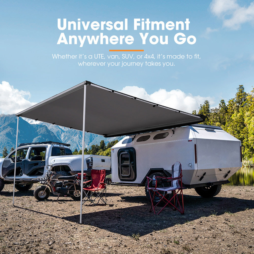 San Hima Car Side Awning 2x2.5m Pull-out Telescoping Poles Waterproof Car Shade