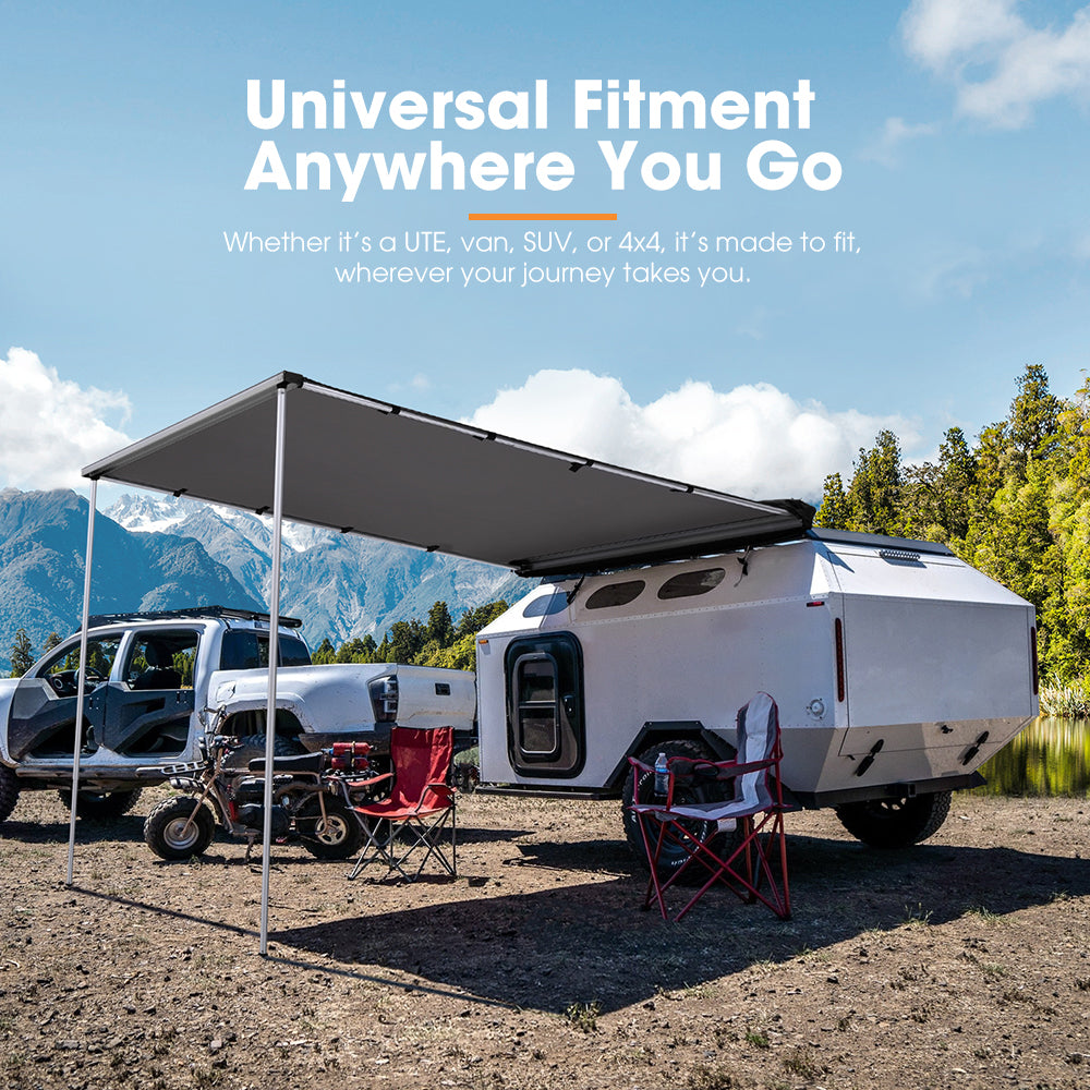 San Hima Car Side Awning 2x2.5m Pull-out Telescoping Poles Waterproof Car Shade