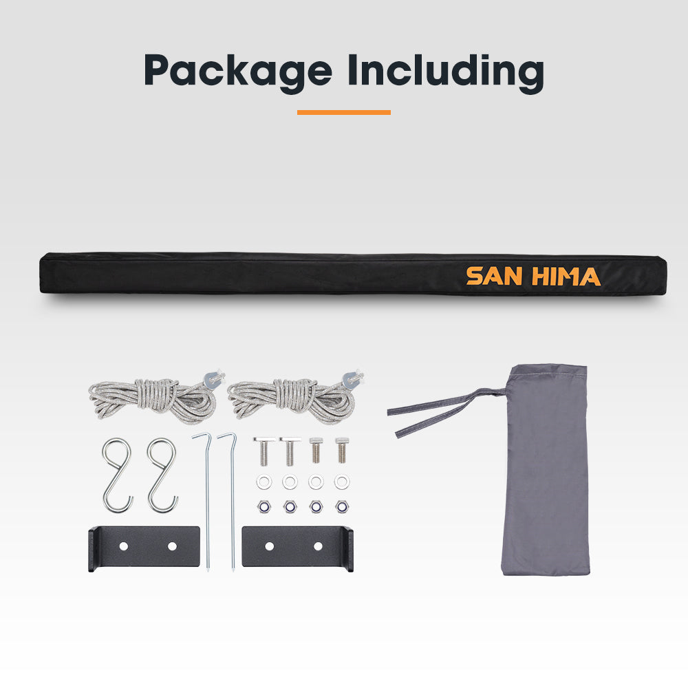 San Hima Car Side Awning 2x2.5m Pull-out Telescoping Poles Waterproof Car Shade