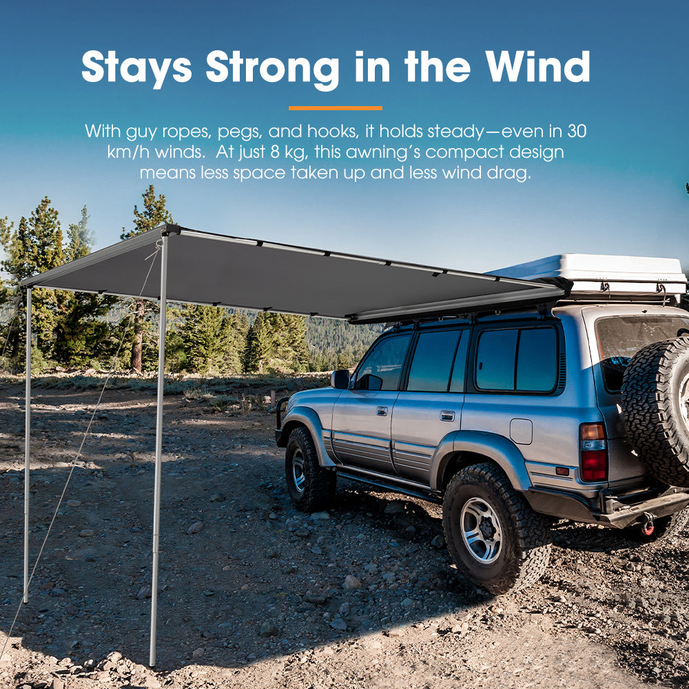 San Hima Car Side Awning 2.5x3m Pull-out Telescoping Poles Waterproof Car Shade