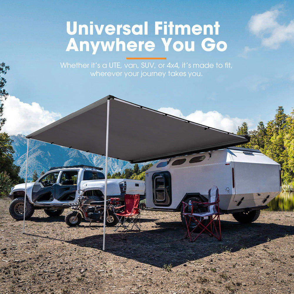 San Hima Car Side Awning Pull-out Telescoping Poles Waterproof Car Shade