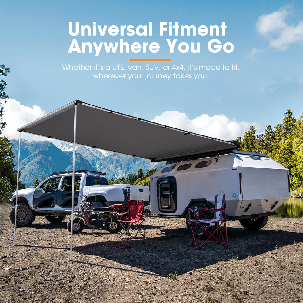 San Hima Car Side Awning 2.5x3m Pull-out Telescoping Poles Waterproof Car Shade