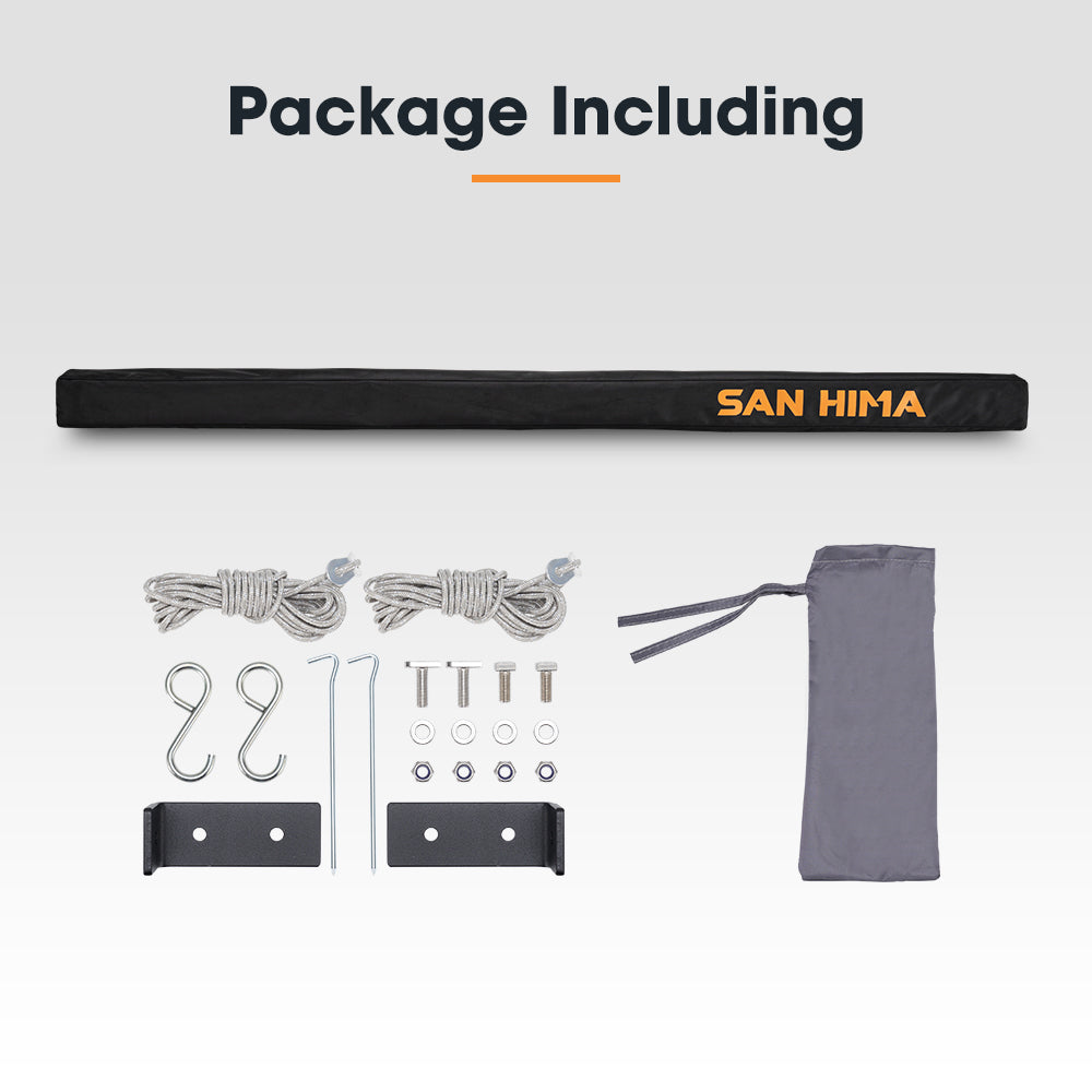 San Hima Car Side Awning 2.5x3m Pull-out Telescoping Poles Waterproof Car Shade