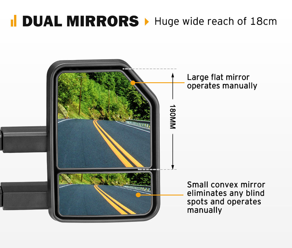 SAN HIMA Extendable Towing Mirrors for Toyota LandCruiser 70 75 76 78 79 Series