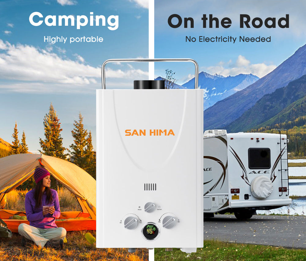 SAN HIMA Portable Gas Water Heater System 8L Outdoor Camping Shower Caravan