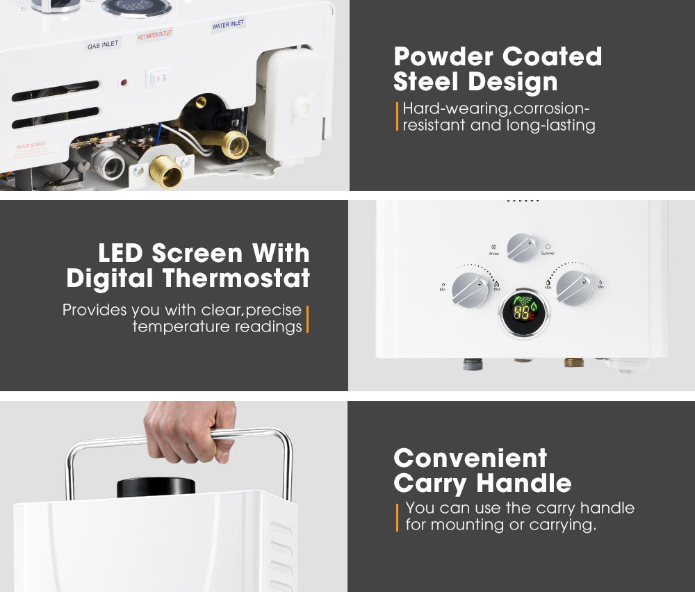 SAN HIMA Portable Gas Water Heater System 8L Outdoor Camping Shower Caravan