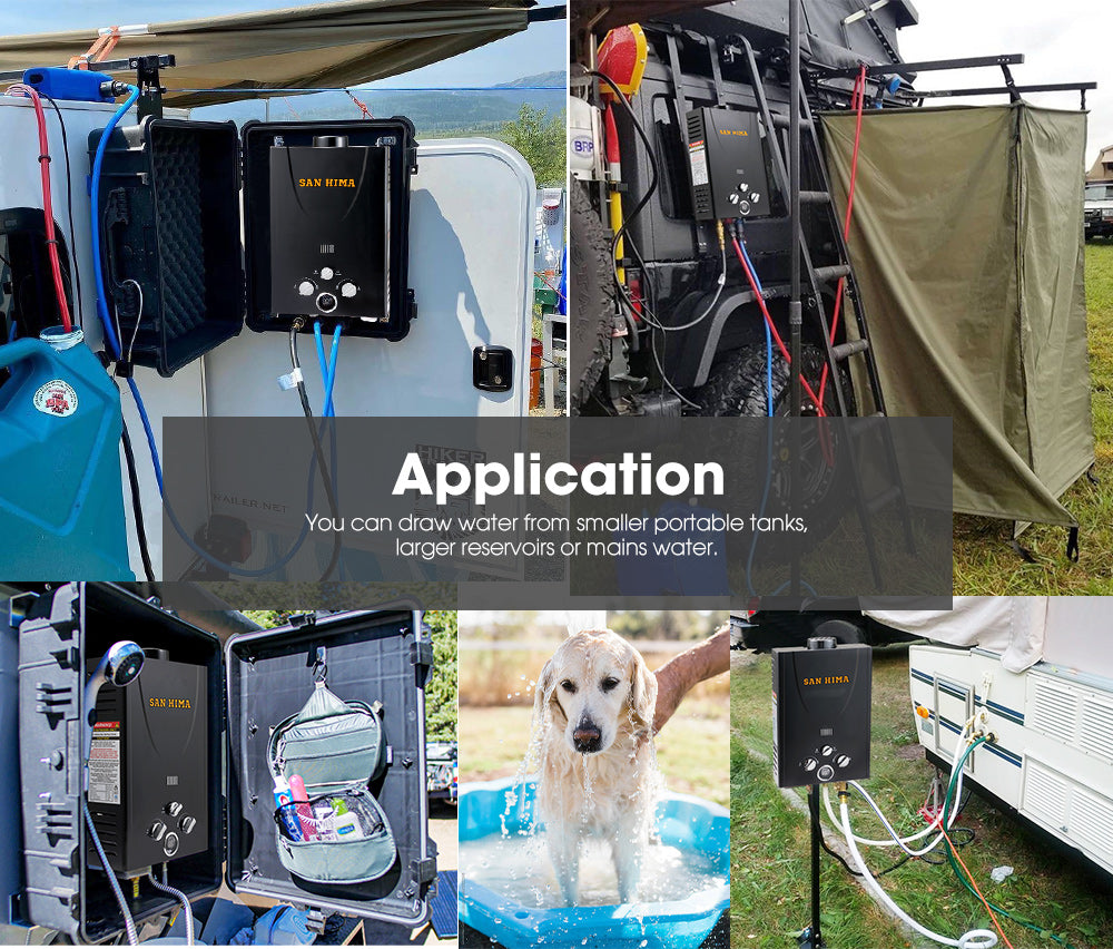 SAN HIMA Portable Gas Hot Water Heater System 8L Caravan Outdoor Camping Shower