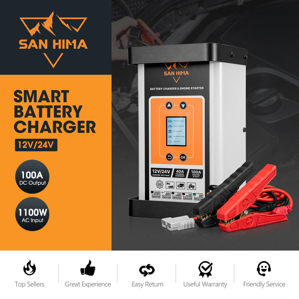 San Hima 40A Smart Battery Charger & Engine Starter For Lead Acid LiFePo4 AGM