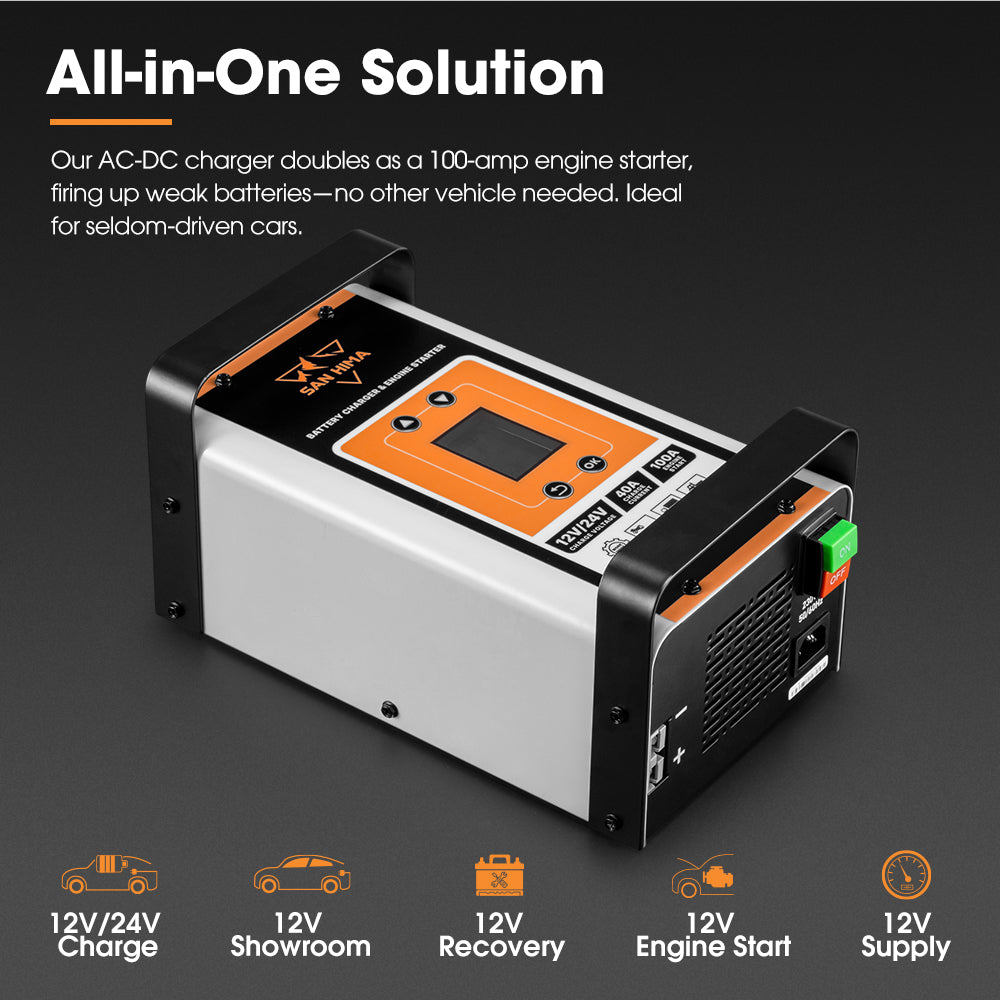 San Hima 40A Smart Battery Charger & Engine Starter For Lead Acid LiFePo4 AGM