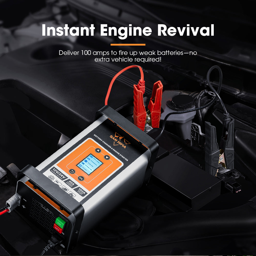 San Hima 40A Smart Battery Charger & Engine Starter For Lead Acid LiFePo4 AGM
