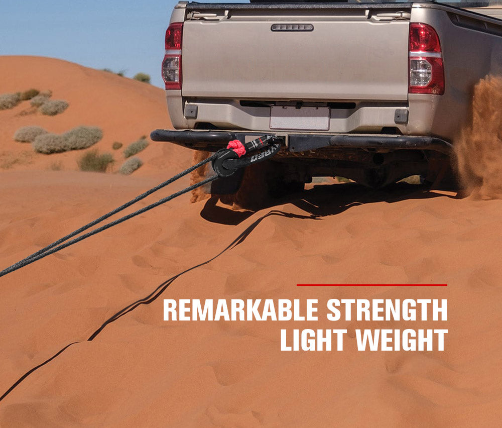 Fieryred Recovery Snatch Block Pulley Rope Ring 8T+15T Soft Shackle Recovery Kit