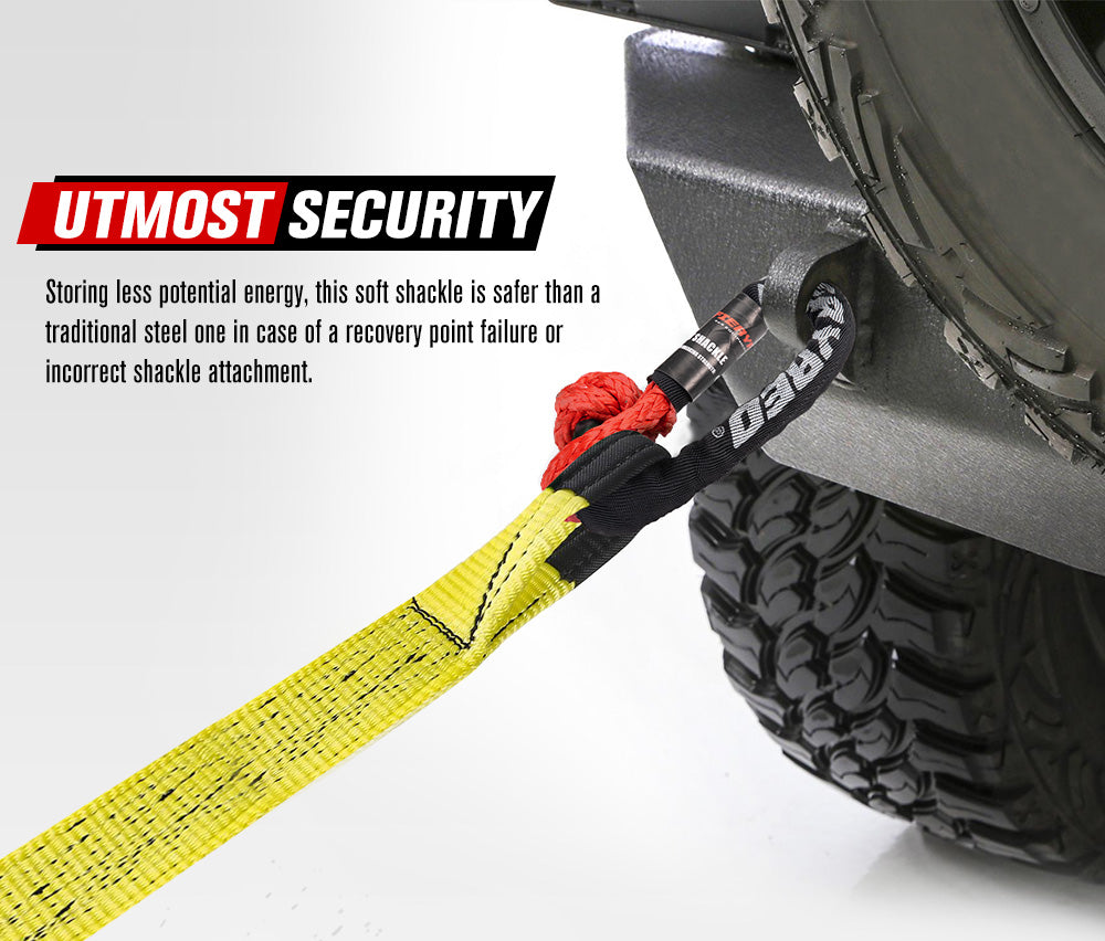 Fieryred Recovery Snatch Block Pulley Rope Ring 8T+15T Soft Shackle Recovery Kit